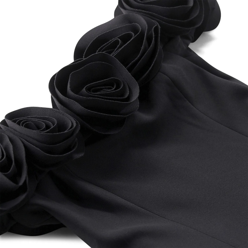 Rotate Maxikleid Midi Kleid aus Krepp schwarz(Image 4)