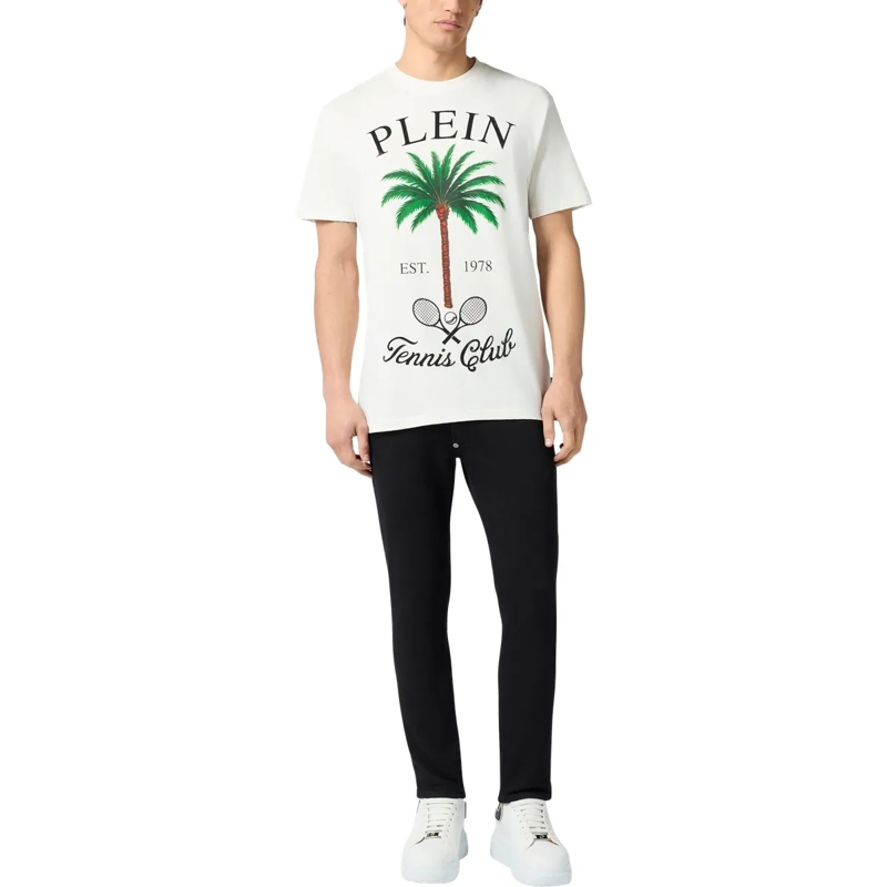 Philipp Plein T-Shirt Round Neck T-Shirt Tennis Club Stones weiss(Image 4)
