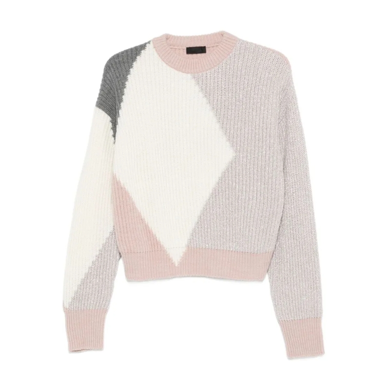 LIU JO Pull Geometric Pattern Wool-Blend Sweater Multicolor