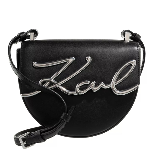 Karl Lagerfeld Signature Small Saddle Bag Black Crossbody Bag