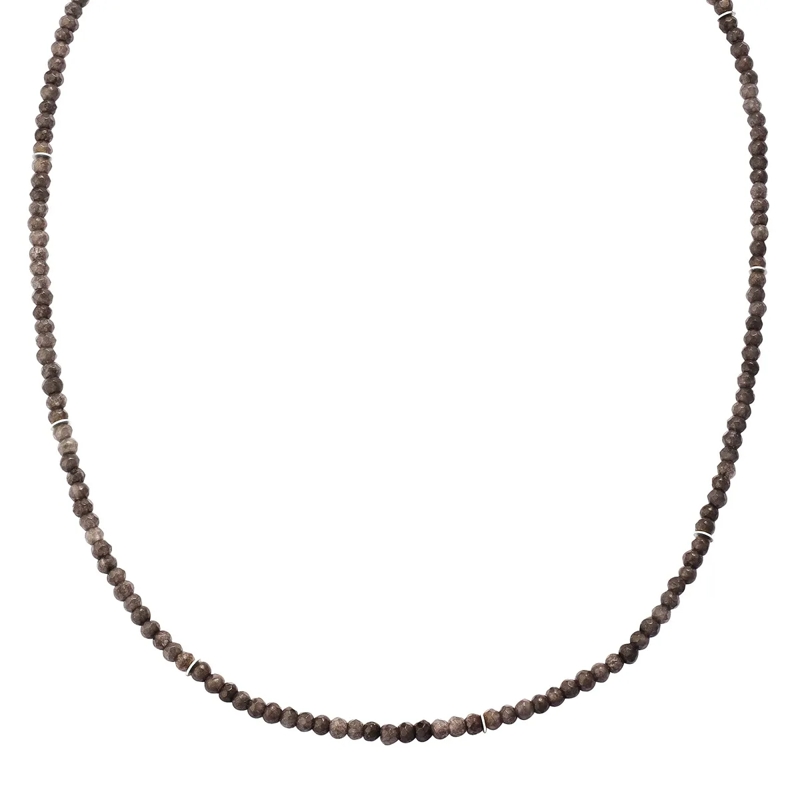 Glanzstücke München Mittellange Halskette Sterling Silber Halskette Chalcedon grau