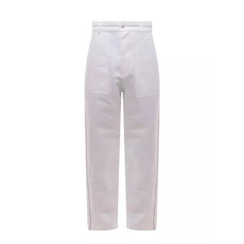 Nick Fouquet White Denim Trouser With Stitching And Embroidery White Pantalons