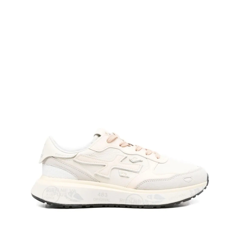 Premiata Low-Top-Sneaker Beige Low-Top Sneakers With Textured Leather Panel Neutrals