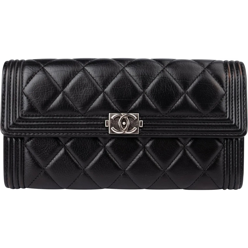 Chanel Geldbörse Chanel Quilted Lambskin Boy CC Wallet mehrfarbig