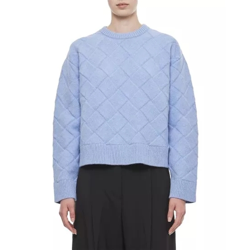 Bottega Veneta Wool Intreccio Knitted Sweater Blue 