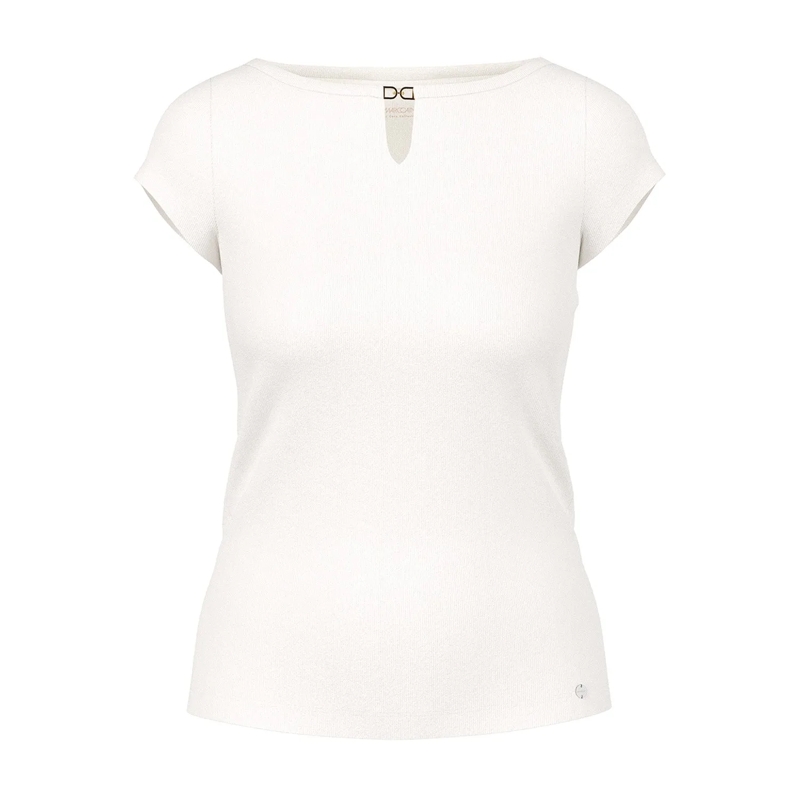 Marc Cain Top Geripptes T-Shirt weiß