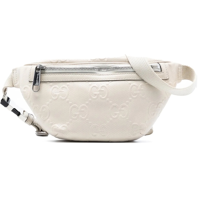 Gucci Gürteltasche GG Embossed Perforated Leather Belt Bag weiß