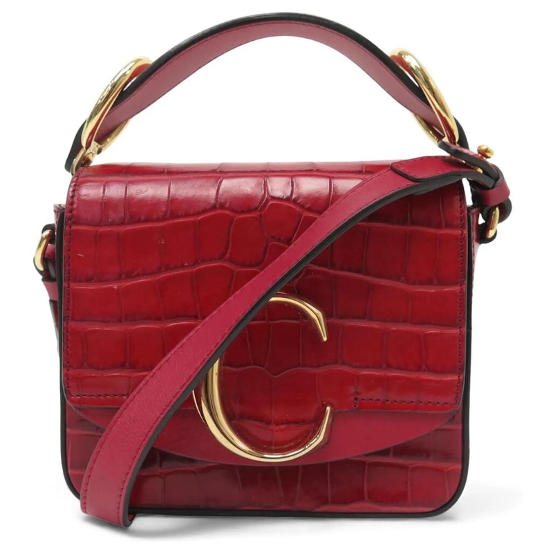 Chloé Crossbody Bag CHLOE MINI C HANDTASCHE CHC19US193A ROT CROCODILE- rot
