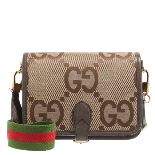Gucci Jumbo GG Shoulder Bag Camel Ebony Crossbody Bag