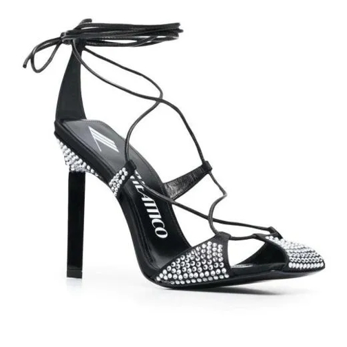 The Attico Adele 105Mm Crystal-Embellished Sandals Black High Heel