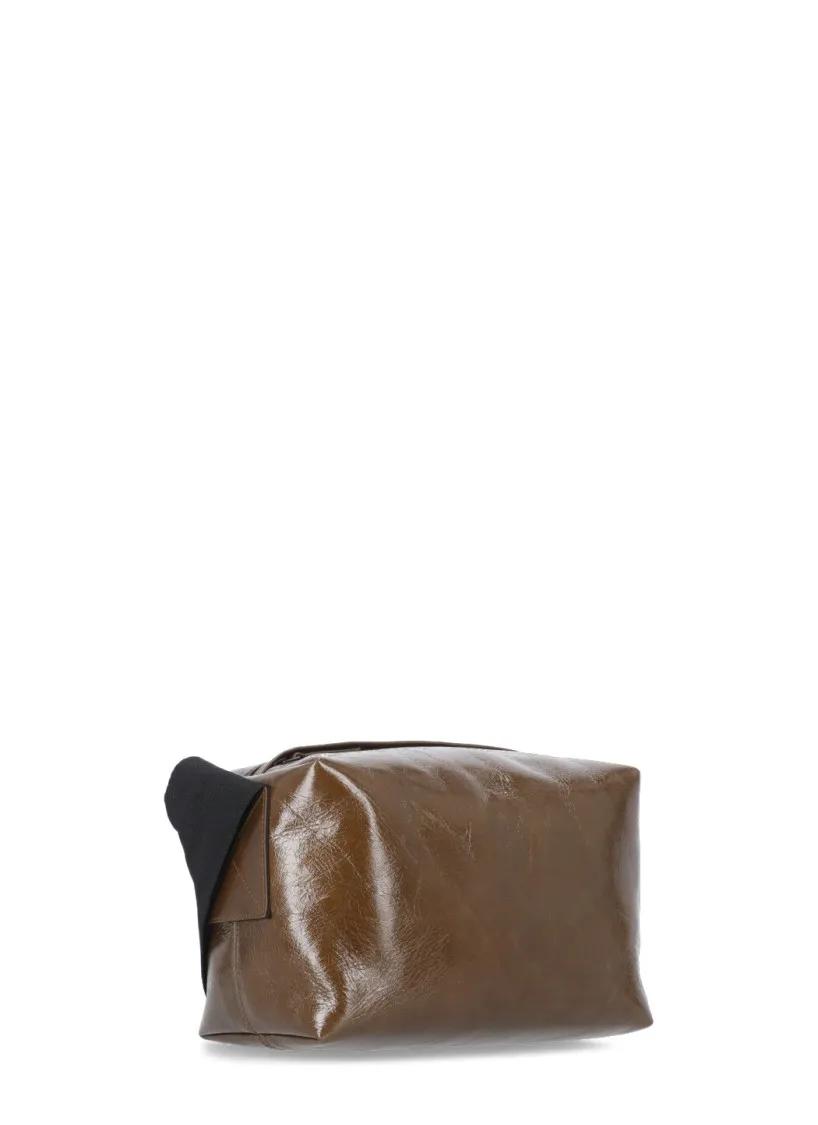 Uma Wang Hobo bags Square Shoulder Bag In Leather in bruin