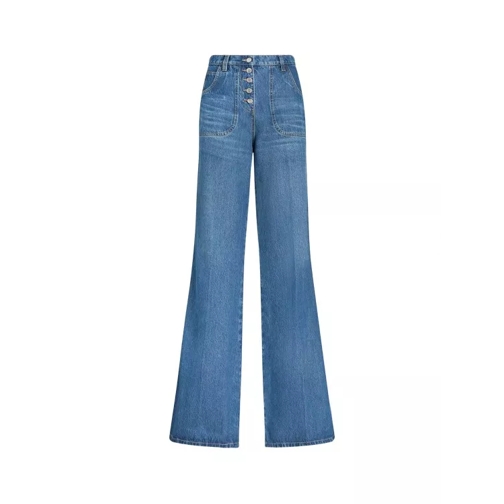 Etro Blue Flared Jeans With Multicolor Embroideries Blue Jeans svasati