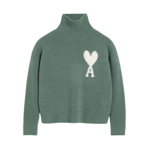 AMI Paris Hemden Pullover aus Alpakamischung mit Logo 4013 ANTIQUE CLAY