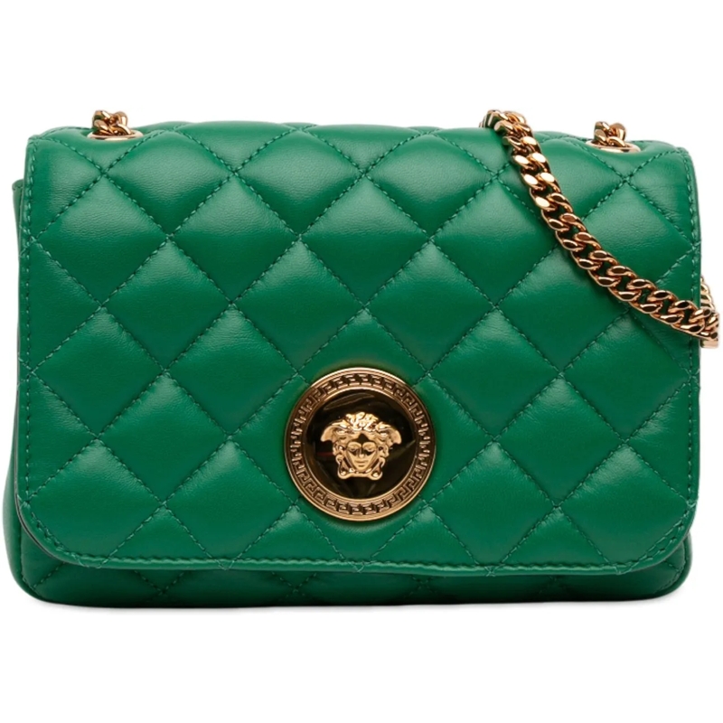 Versace Schultertasche Small Quilted Nappa Medusa Chain Crossbody grün