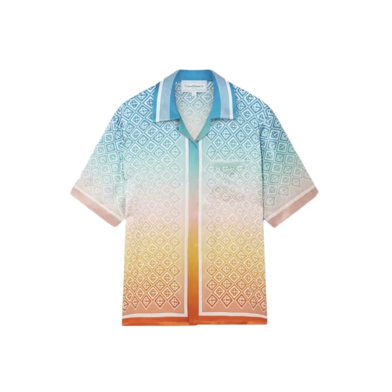 Casablanca Overhemd Gradient Blue And Orange Geometric Matching Set Blue