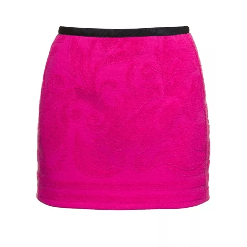 Marine Serre Fuchsia Miniskirt With All-Over Jacquard Motif In  Pink 