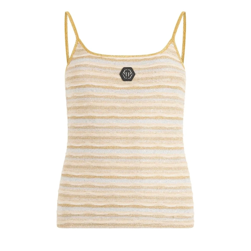 Philipp Plein Gestricktes Oberteil Knitted Tank Top weiss