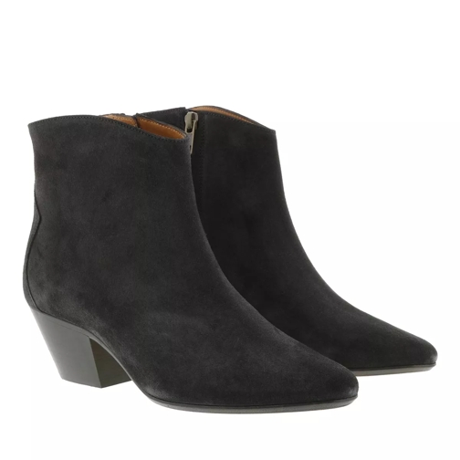 Isabel Marant Dacken Heeled Boots Leather Faded Black Ankle Boot