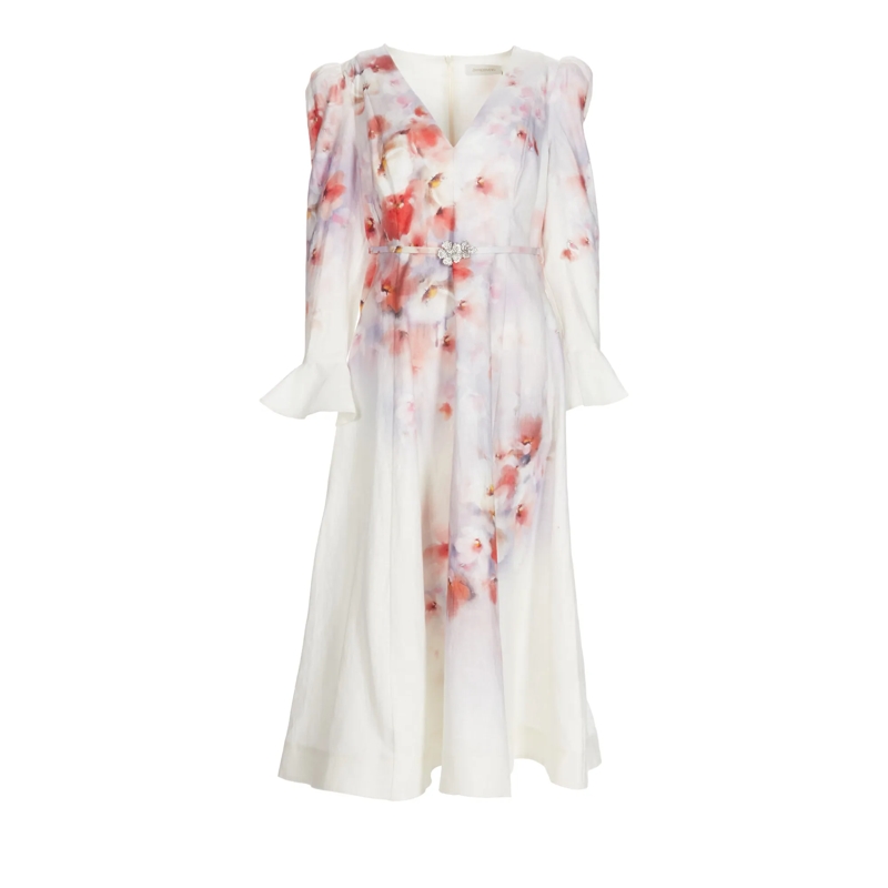 Zimmermann Midikleid Crush Frill Midi Dress mehrfarbig