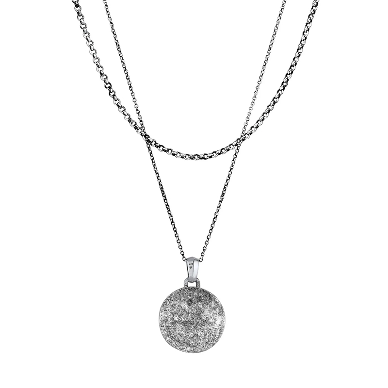 Kuzzoi Mittellange Halskette Halskette Herren Layer Erbskette Kompass 925 Silbe grau(Image 4)