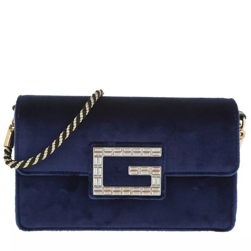 Gucci Shoulder Bag with Square G Velvet Dark Blue Crossbody Bag
