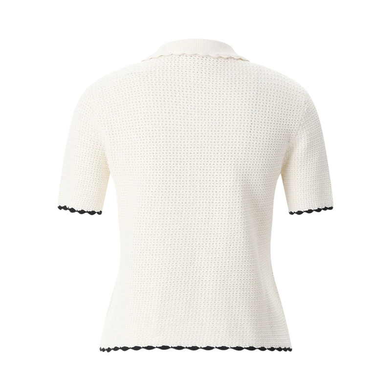 FRAME T-Shirt Gestricktes Shirt mit Lochmuster weiß(Image 2)