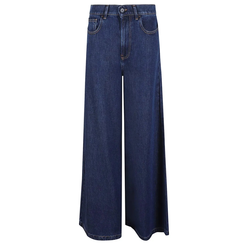 P.A.R.O.S.H. Jeans High-Waisted Wide-Leg Pants With Classic Five-Pock Blue