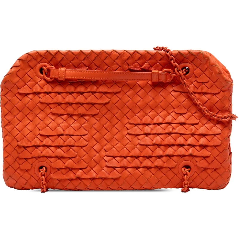 Bottega Veneta Schultertasche Nappa Intrecciato Ruffle Duo Shoulder Bag orange