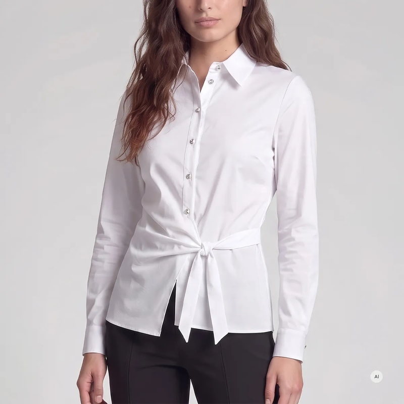 Marc Aurel Bluse Wickelbluse- Rückenpasse- Manschette mit Knopfv weiss(Image 3)
