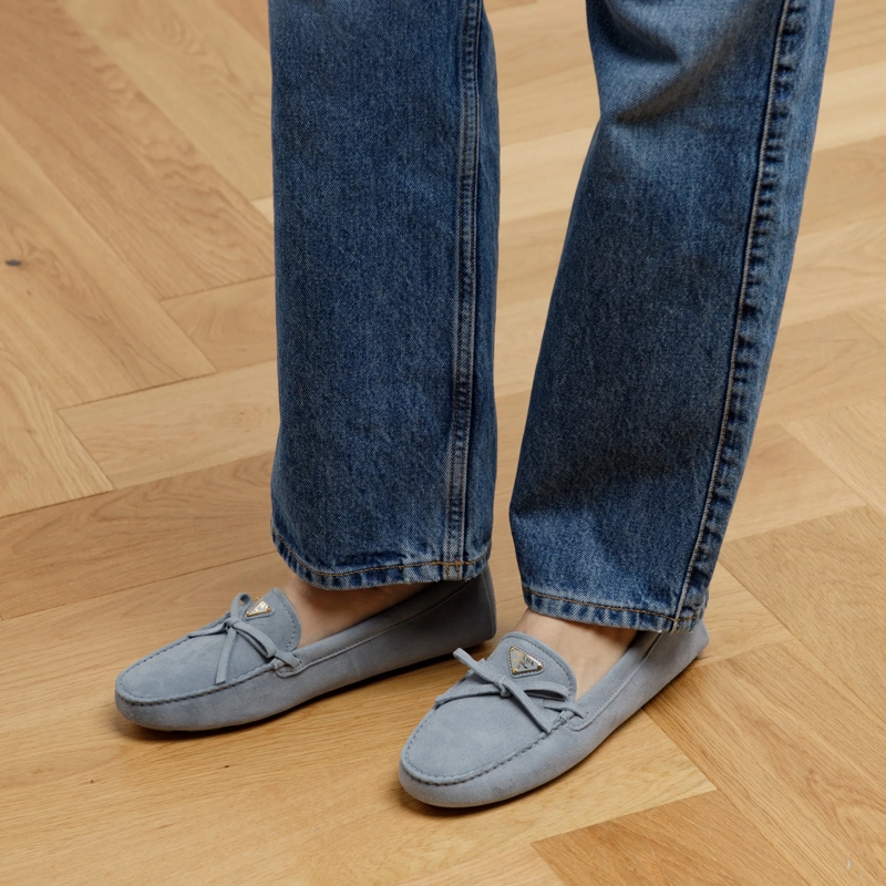 Prada Driver Enamel Logo Suede Driving Shoes Astrale(Image 2)