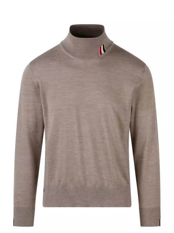 Thumbnail - Thom Browne - Rwb Stripe Intarsia Turtleneck Pullover - Größe 3 - braun