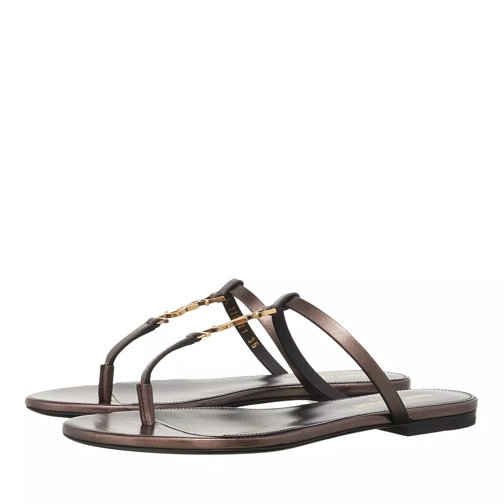 Saint Laurent Cassandra Slides Meta Walnut Slipper