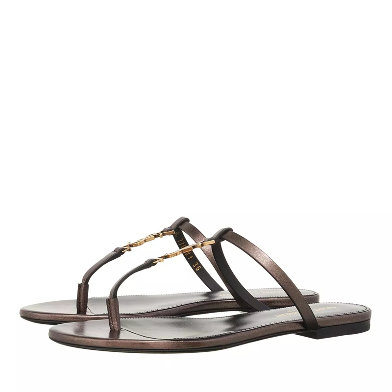 Saint Laurent Slides Cassandra Slides Meta Walnut
