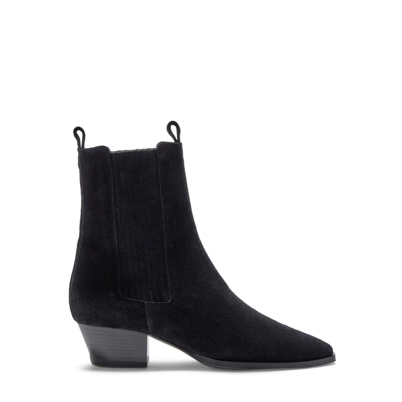 Aeydē Bottes Pointed Toe Ankle Boots With Elastic Side Panels Black