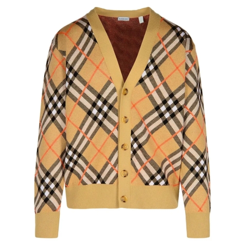 Burberry Strickjacke Check' Beige Wool Cardigan Brown