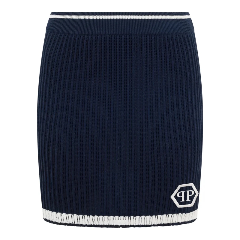 Philipp Plein Wollrock Knitted Mini Skirt Hexagon schwarz