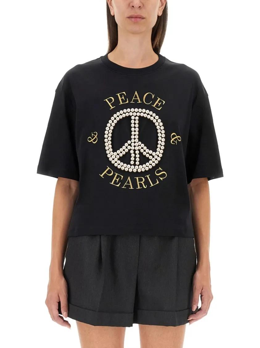 Thumbnail - Moschino - Cropped Black T-Shirt - Größe M - schwarz