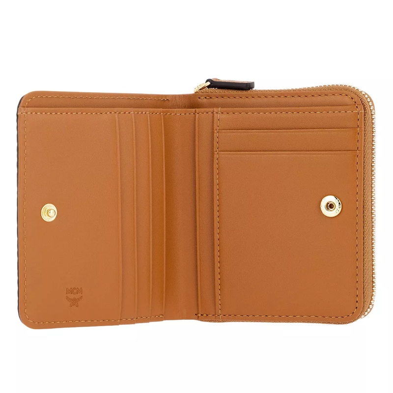 MCM Portemonnaie mit Zip-Around-Reißverschluss Visetos Original Zip Wallet Mini Cognac(Image 2)