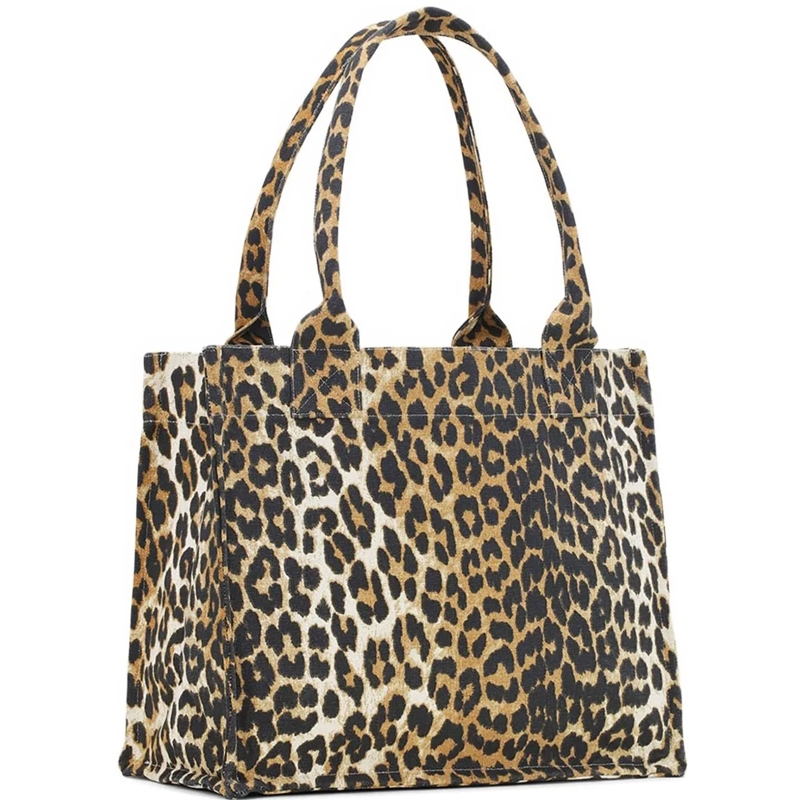 GANNI Sac à provisions Pocket Print Large Easy Shopper Grey