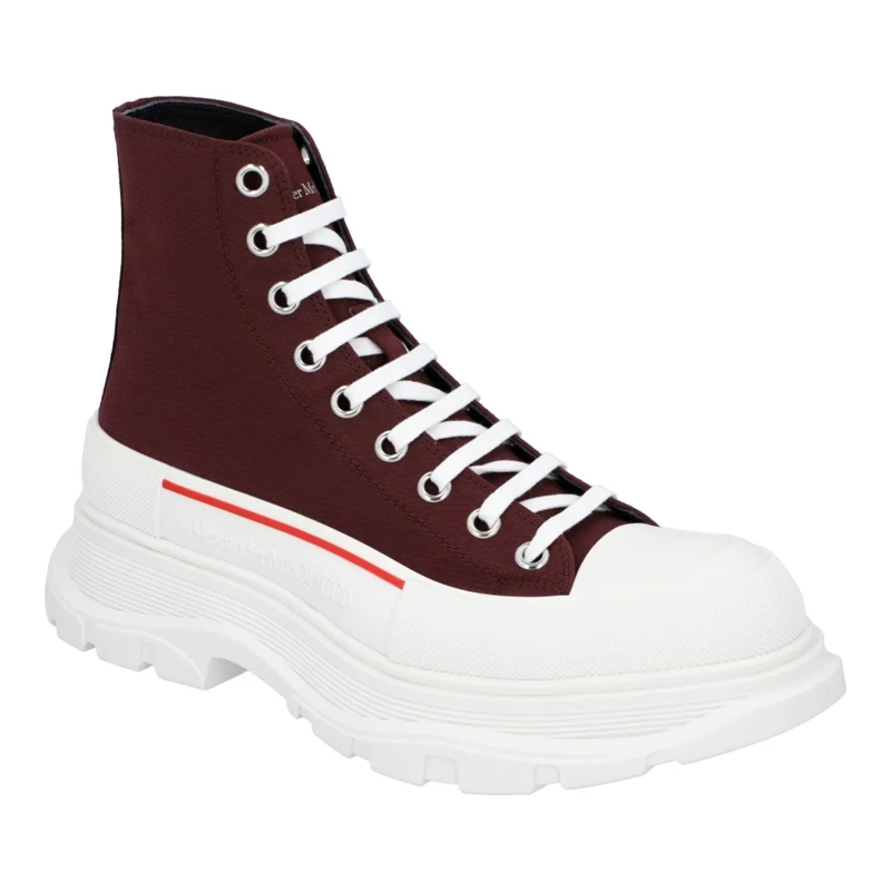 Alexander McQueen Bottes Tread Slick Boots 'Burgundy White' Burgundy