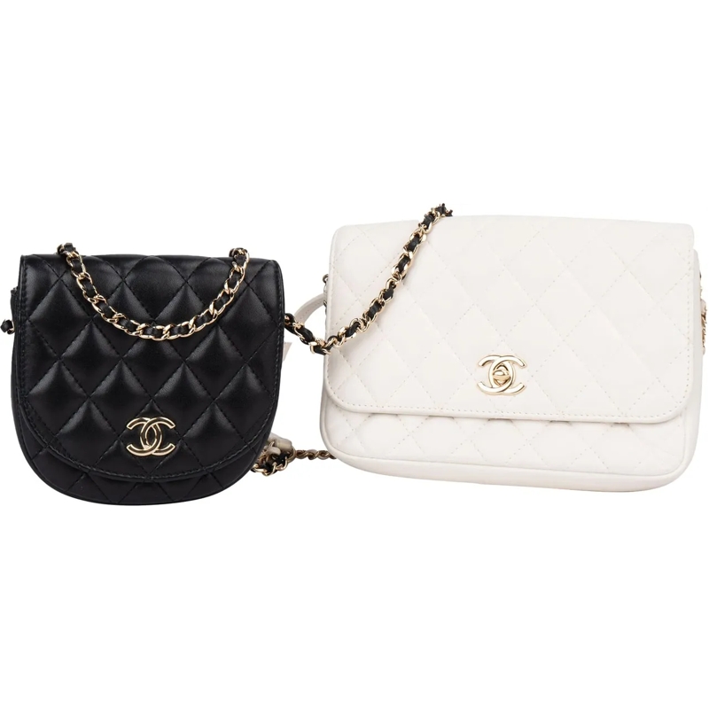 Chanel Tote Chanel Quilted Lambskin Side Packs Single Flap Cro weiß