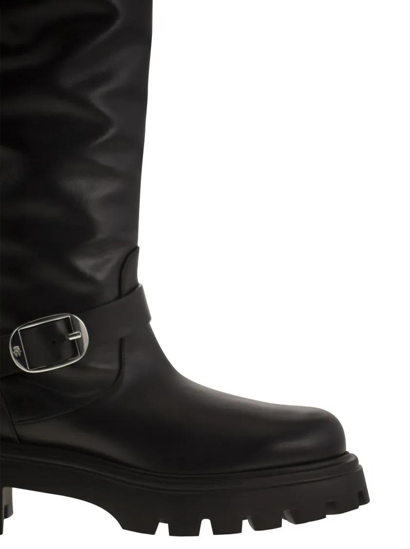 Thumbnail - Stuart Weitzman Stiefel - Emerson Moto - Leather Boot - Gr. 37 (EU) - in Schwarz - für Damen