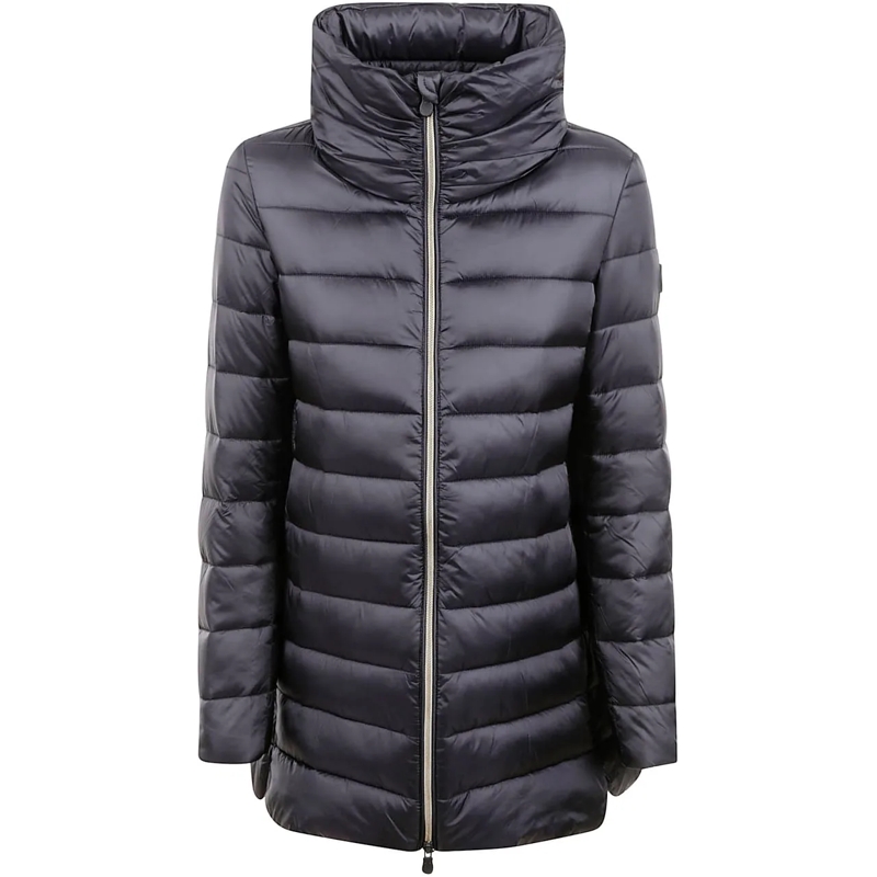 Save the Duck  Quilted Short Coat With High Collar Black