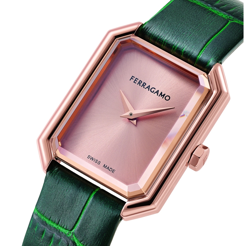 Salvatore Ferragamo Quarzuhr Quarzuhr Mit 2 Zeigern S8-Ferragamo Crystal Tank grün(Image 3)