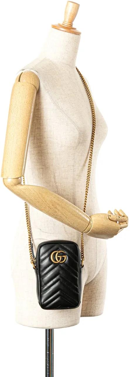 Thumbnail - Gucci Hobo Bags - 2016-present Mini GG Marmont Matelasse Leather Cro - Gr. unisize - in Schwarz - für Damen
