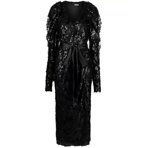 Rotate Sequined Midi Dress Black 