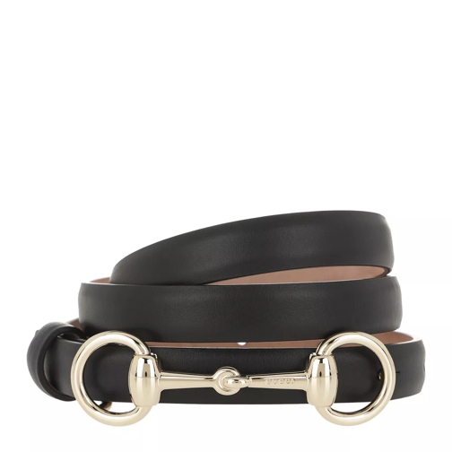 Gucci Thin Belt with Horsebit Buckle Black Thin Belt