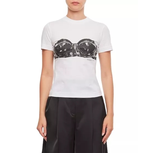 Alexander McQueen Bustier Print Jersey T-Shirt White 