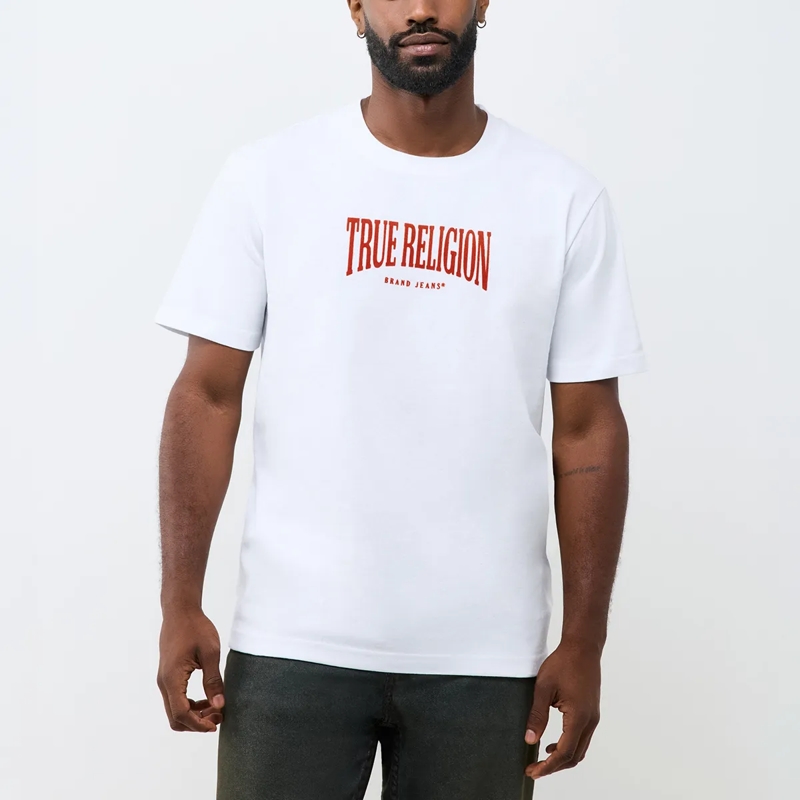 True Religion T-Shirt - Gerader Schnitt- Überschnittende Schultern- Ba weiss(Image 6)