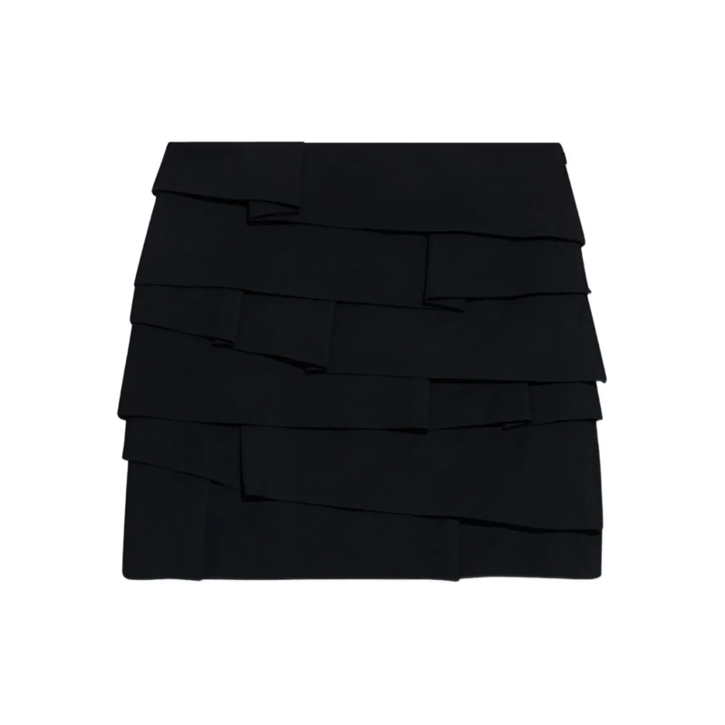 Versace Minirock Fitted Mini Skirt With Layered Pleated Panels Black